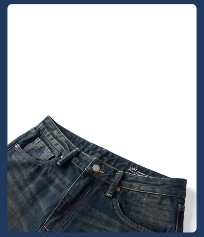 SIMWOOD 2026 Spring New Loose Straight 16oz Heavyweight Selvedge Denim Jeans Men Vintage Distressed Ripped Jeans