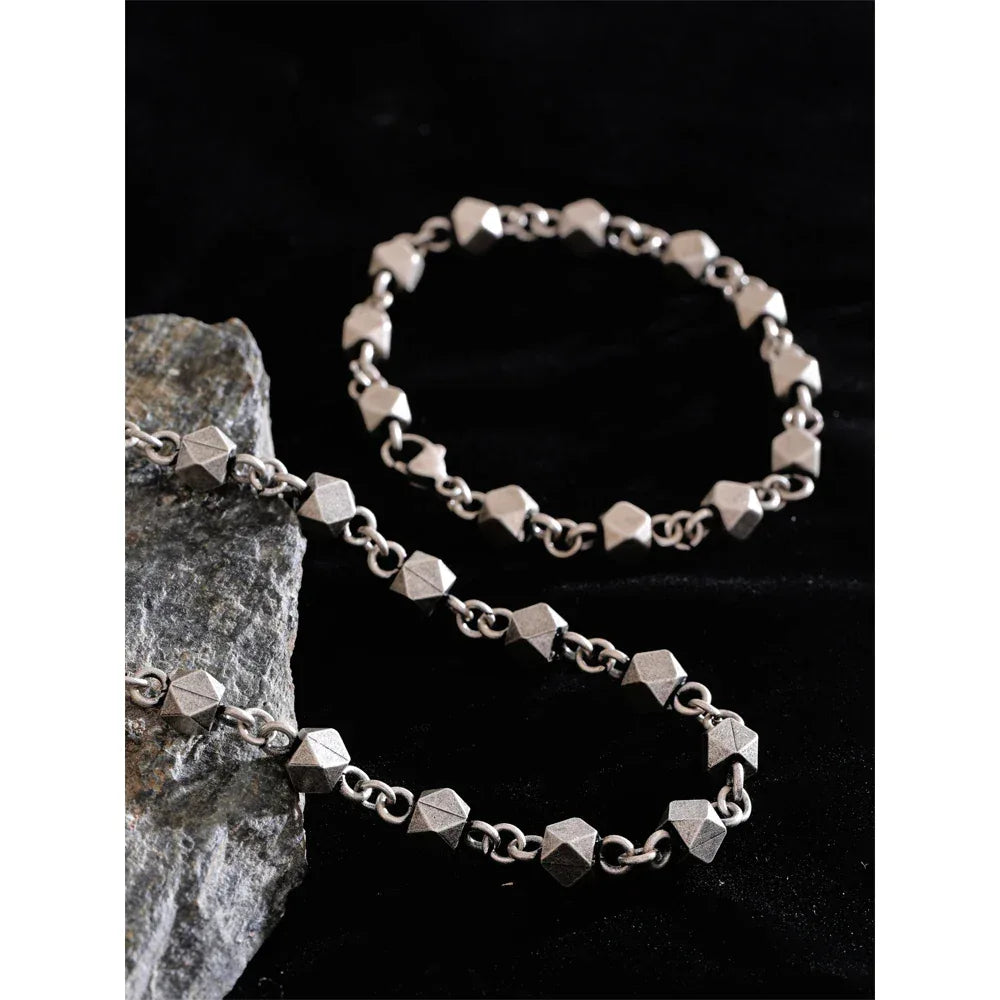 Men's Stainless Steel Handmade Chain Statement Necklace and Bracelet set - ShopHub