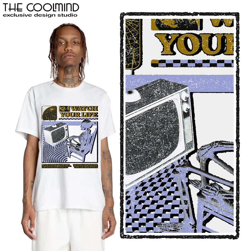 COOLMIND U0005 Funny Skull Graphic Cotton Tee