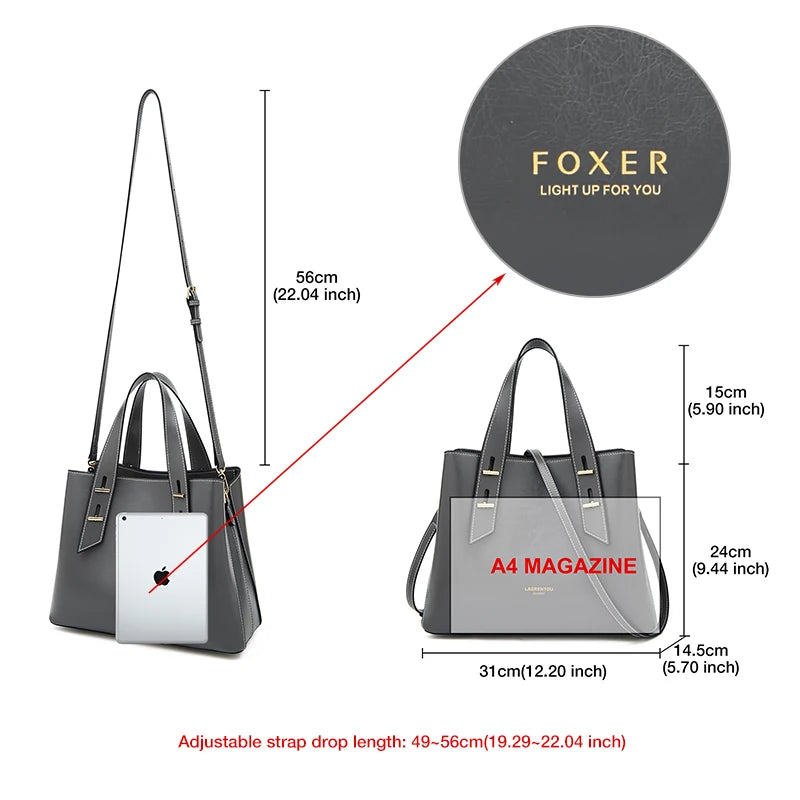 High Quality Women Split Leather Handbag Fashion Workplace Big Capacity Tote Bag Commuter Crossbody Shoulder Bags Mother's Gift