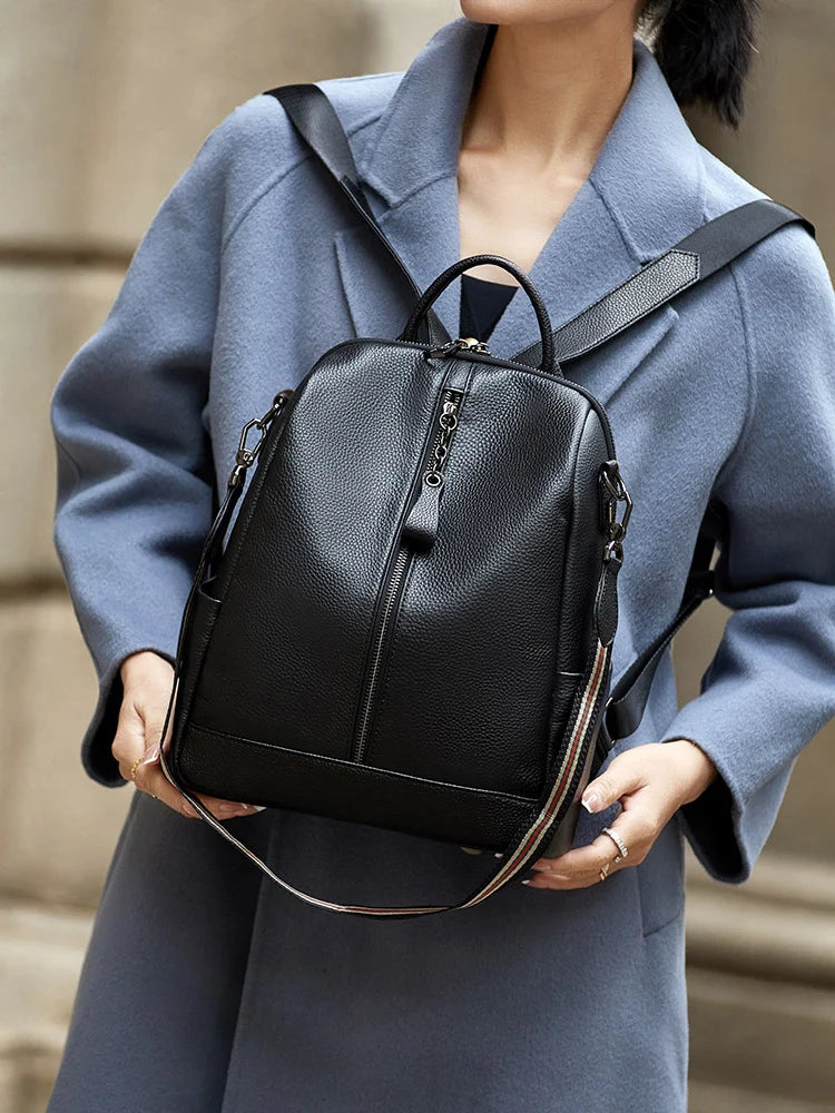 ZOOLER HOT Full Genuine Leather Backpack Women Fashion Backpack Black College Girls Bags Zipper Design Real Leather Bags #hs222