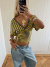 Kliou Striped Patchwork T-Shirt — Bold Summer Essential