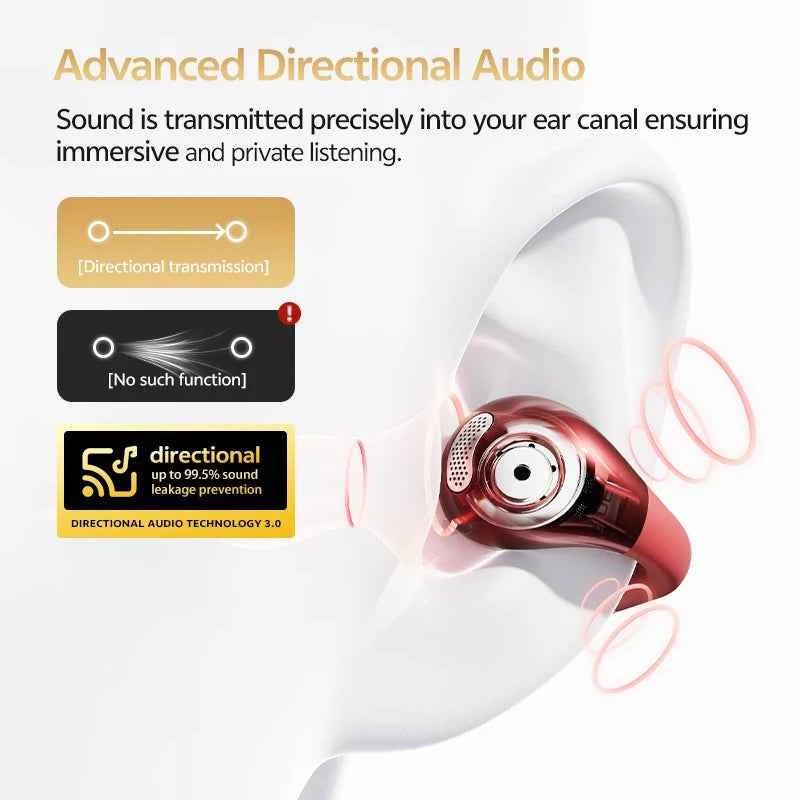 QCY Crossky C30S Wireless Earphones - Hi-Res LDAC Open Ear Clip-On Bluetooth 6.0 Sports Headphones with 40H Battery Life