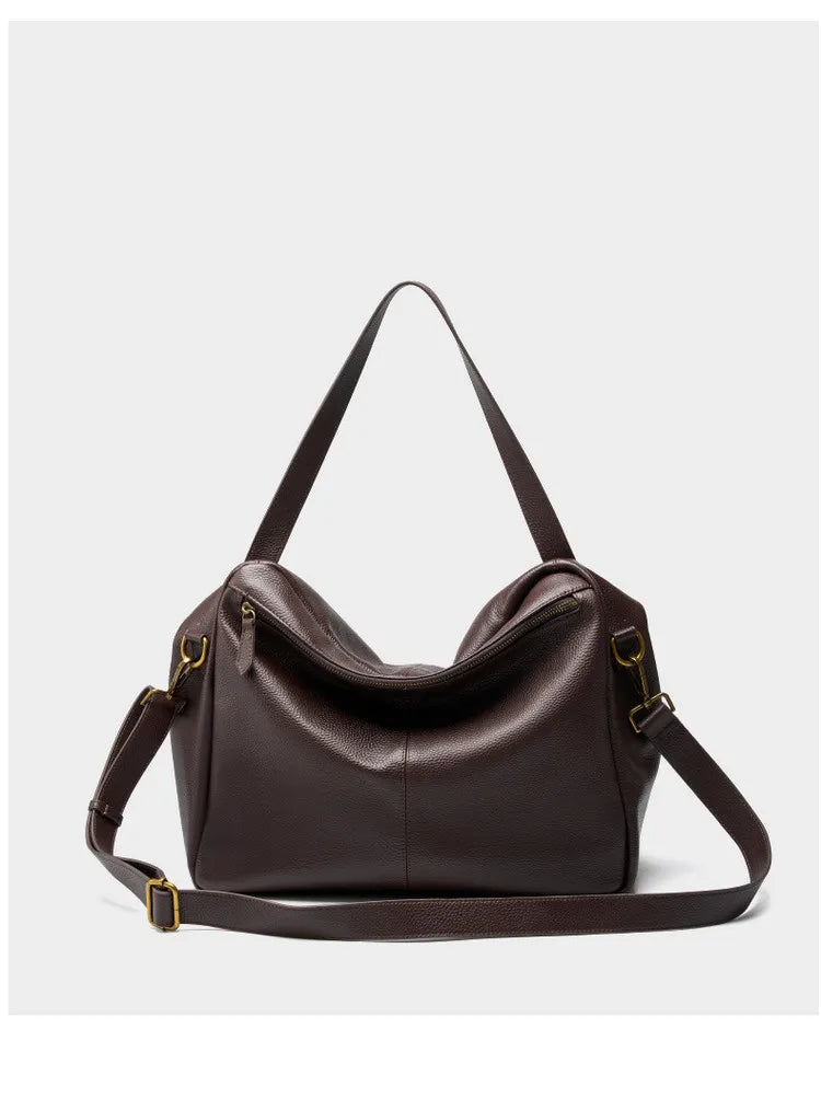 FOXER Genuine Leather Shoulder Bag for Women Large Capacity Handbag Female Casual Tote Bag Computer Bag Crossbody Purse as Gift