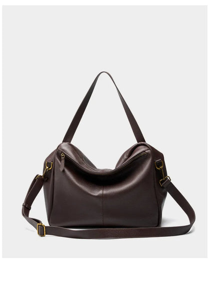 FOXER Genuine Leather Shoulder Bag for Women Large Capacity Handbag Female Casual Tote Bag Computer Bag Crossbody Purse as Gift