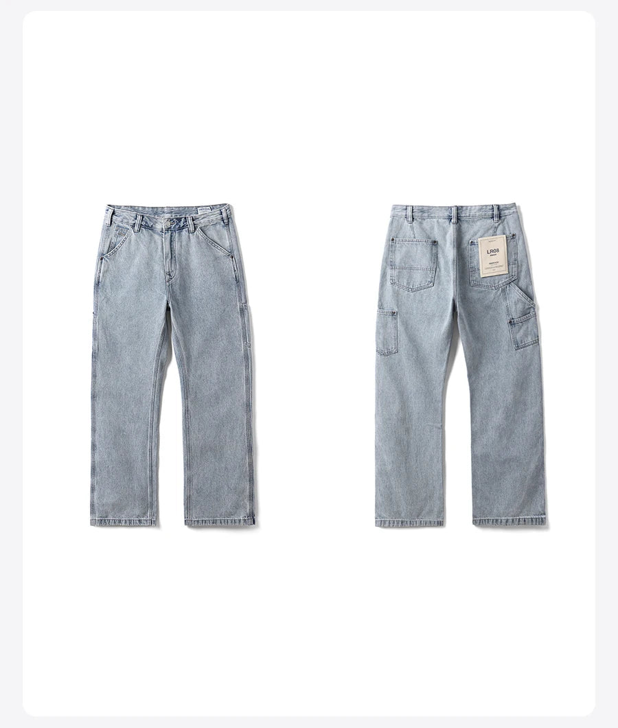 SIMWOOD 2026 Spring Summer New Loose Relax Logging Jeans Men 11oz Fabric Cargo Denim Trousers