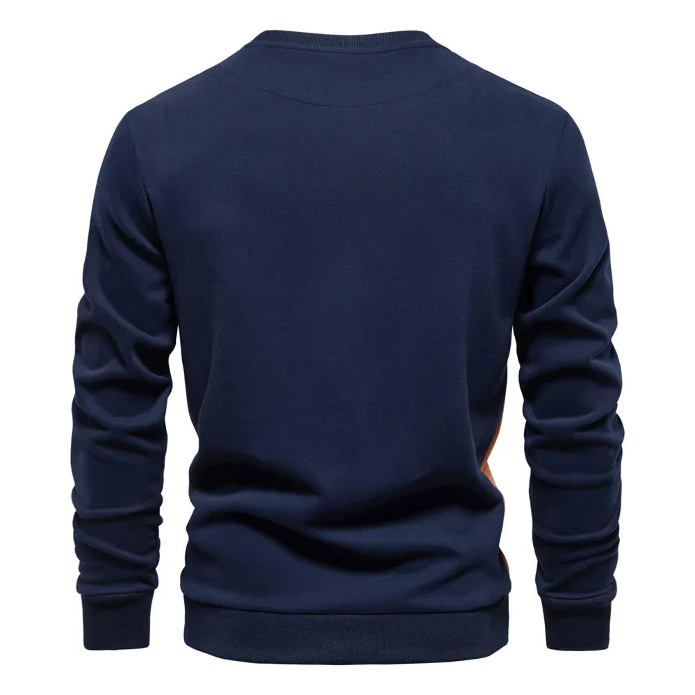 AIOPESON Patchwork Cotton-Blend Crew Neck Sweatshirts - ShopHub