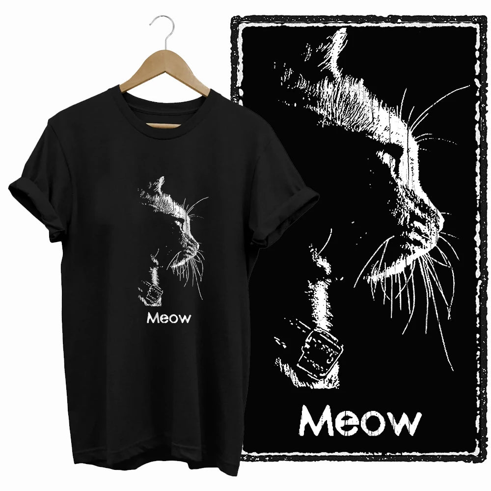 COOLMIND Black Cat Graphic Cotton T-Shirt | Women's Design Collection
