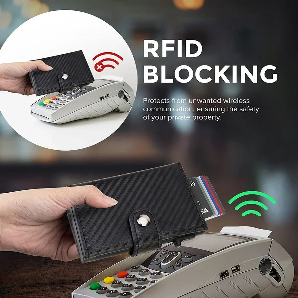 Carbon Fiber Rfid Blocking Mens Credit Card Holder Airtag Wallet