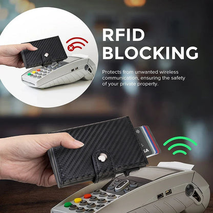 Carbon Fiber Rfid Blocking Mens Credit Card Holder Airtag Wallet