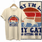 COOLMIND 100% Cotton Beige Cat Print Exclusive Graphic Women T Shirt Big Size Loose Cotton Cat Lover Women T Shirt Lovely Cat Te