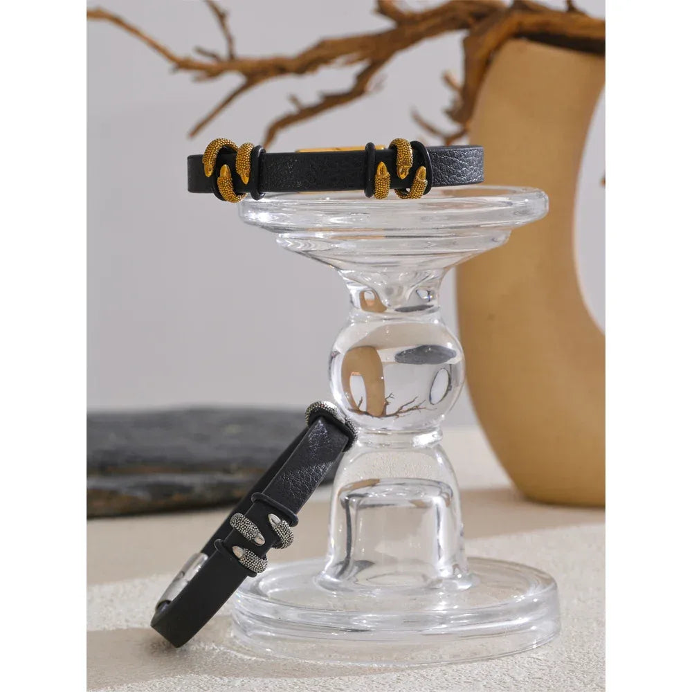 64mm Stylish Unique Leather Metal Claw Bracelet Bangle - ShopHub