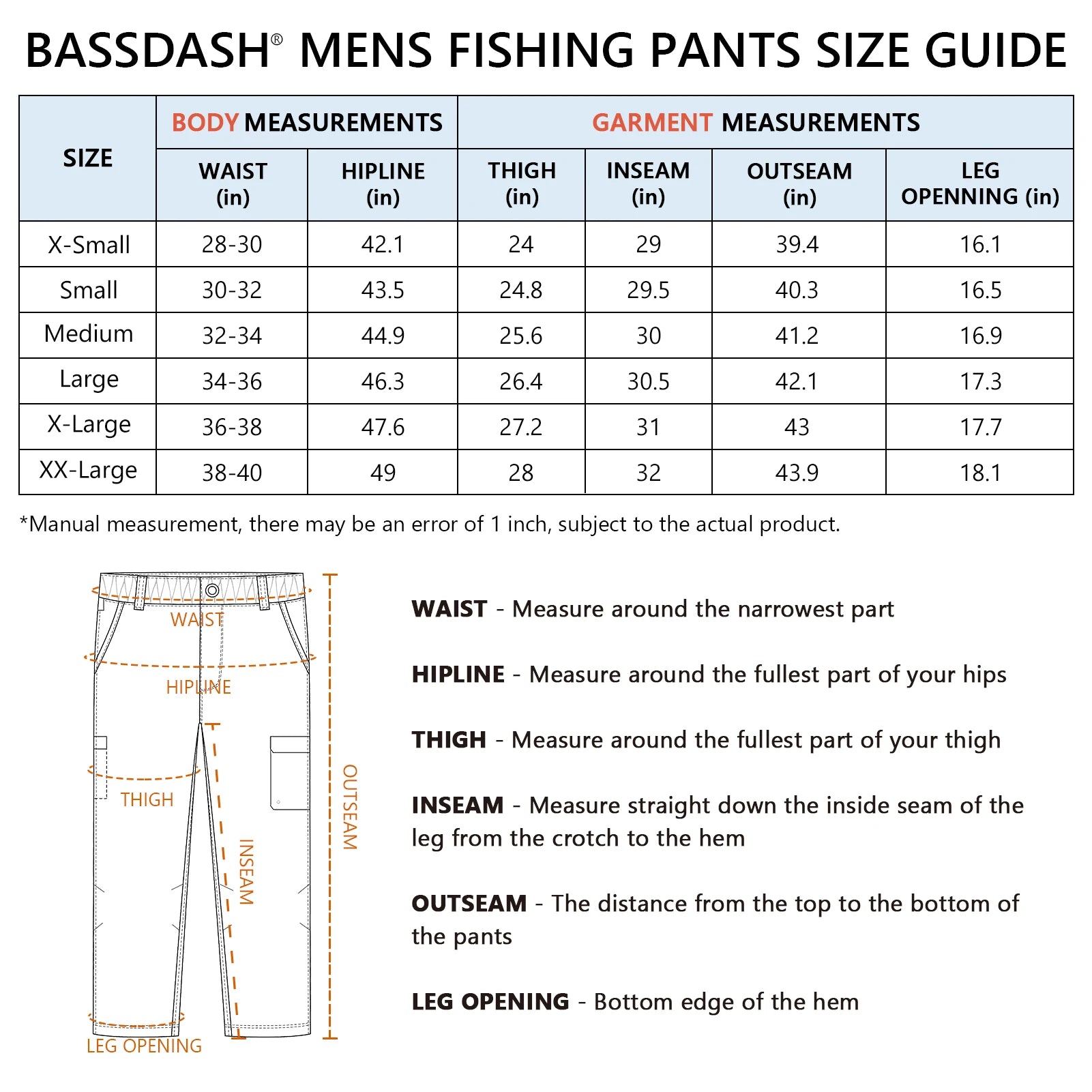 BASSDASH Men's Fishing Cargo Pants