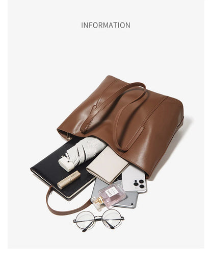 FOXER Lady's Shoulder Bag Split Leather Soft Fabric 2026 New Casual Large Capacity Women Tote Bag Commute Travel Bag All-match