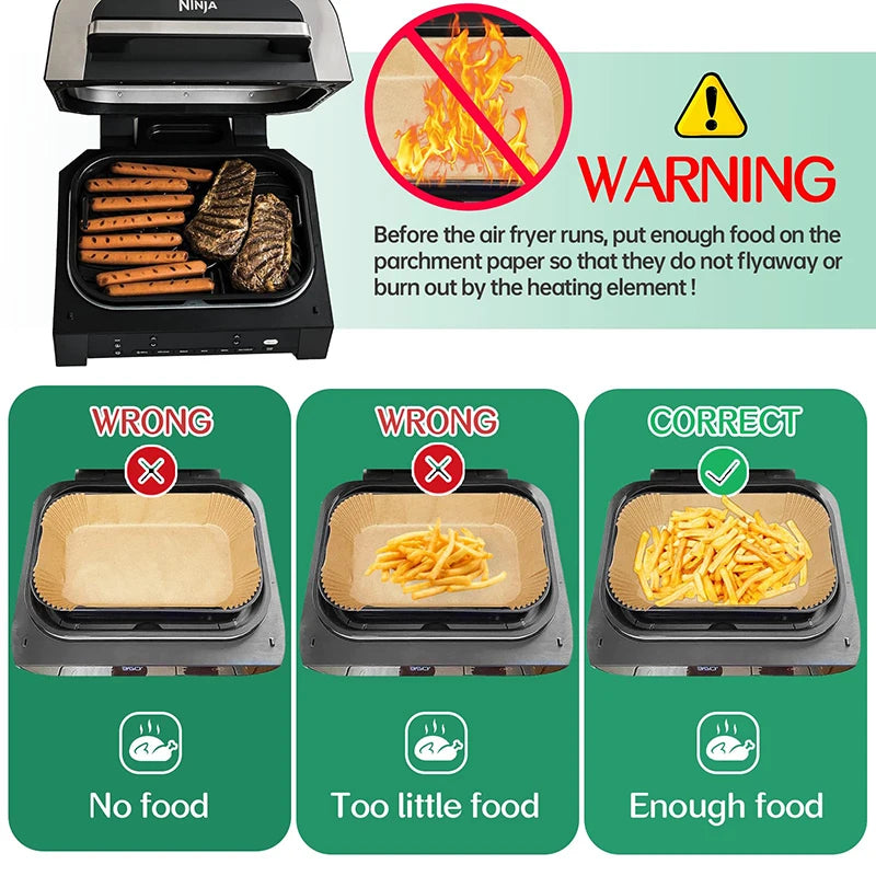Large Rectangle Air Fryer Disposable Paper Liner — 31 cm