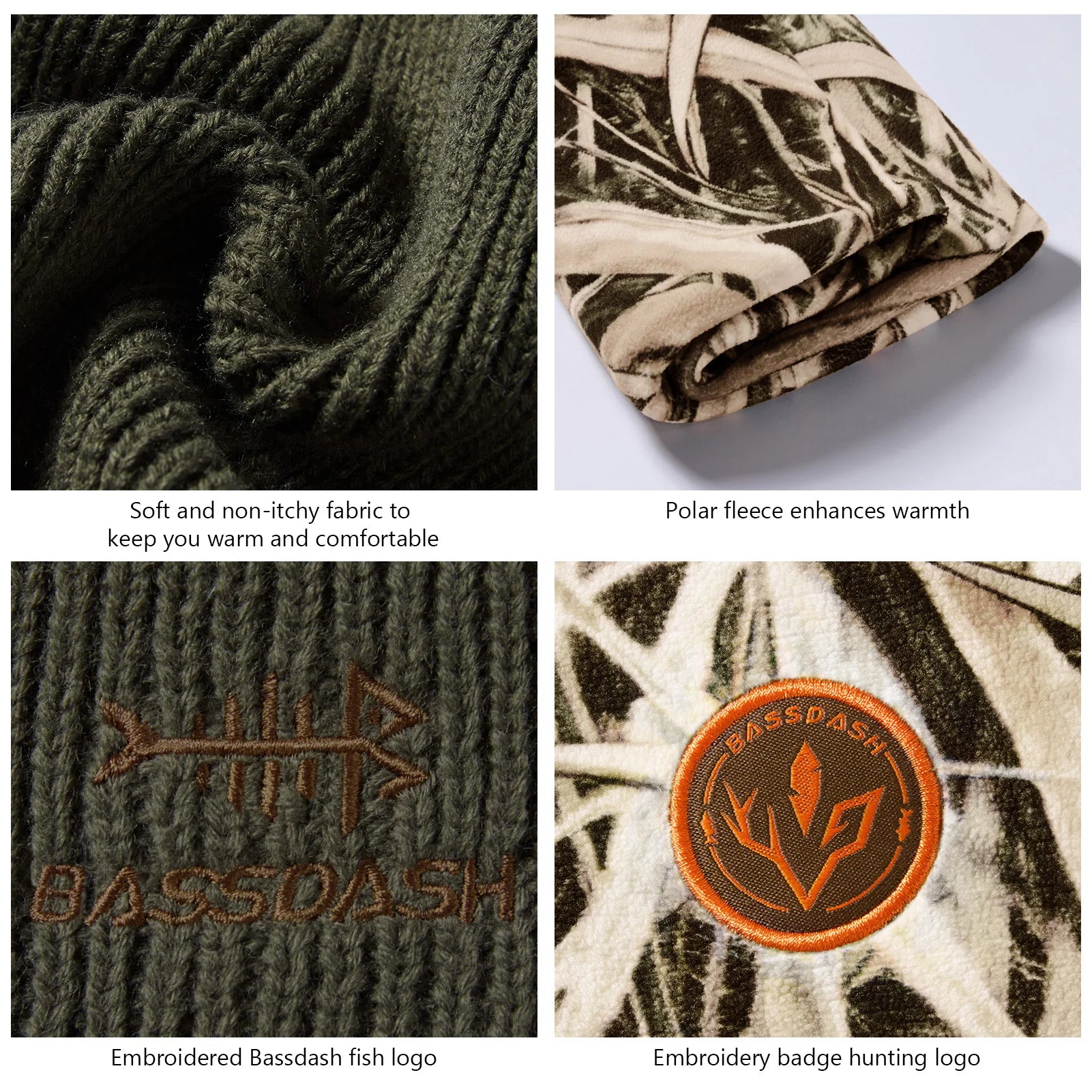 BASSDASH Reversible Windproof Fleece Beanie