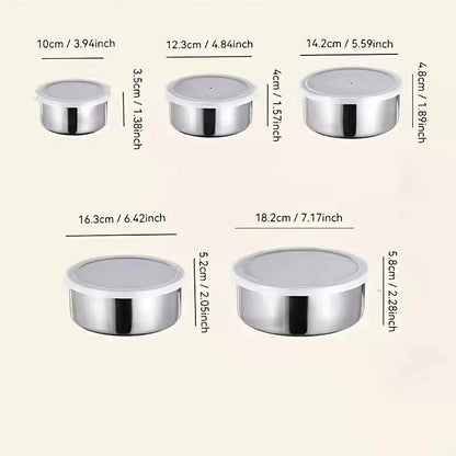 5-Piece Stainless Steel Food Containers Set
