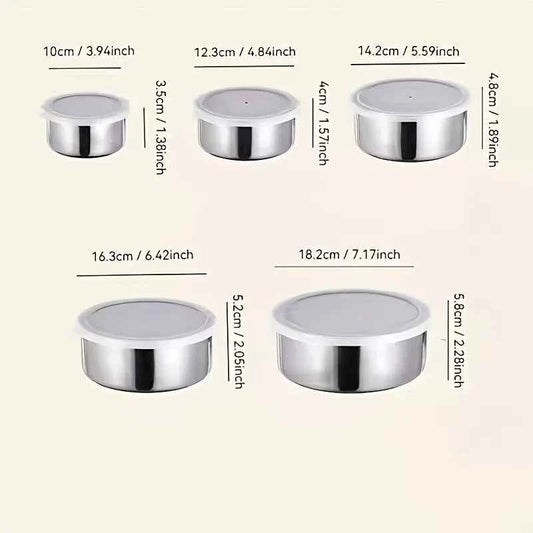 5-Piece Stainless Steel Food Containers Set