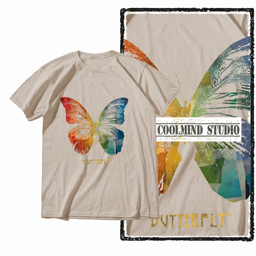 COOLMIND X0111 Butterfly Bliss Graphic Cotton Tee