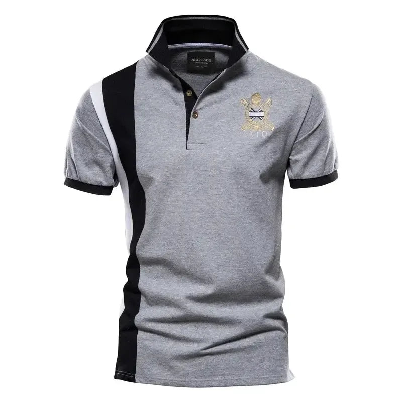 AIOPESON 100% Cotton Badge Embroidery Polo Shirts - ShopHub