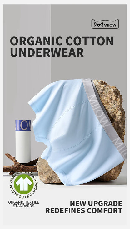 MiiOW Men's Cotton Underwear - 3Pcs Antibacterial Boxers