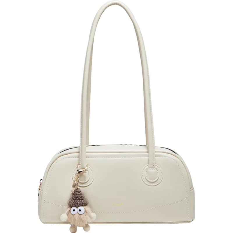 FOXER New Large Capaci Women's Handbag PU Leather Simple Retro Single Underarm Bag for Female Casual Commuting Pillow Bag Purse