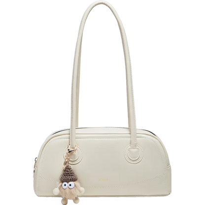 FOXER New Large Capaci Women's Handbag PU Leather Simple Retro Single Underarm Bag for Female Casual Commuting Pillow Bag Purse