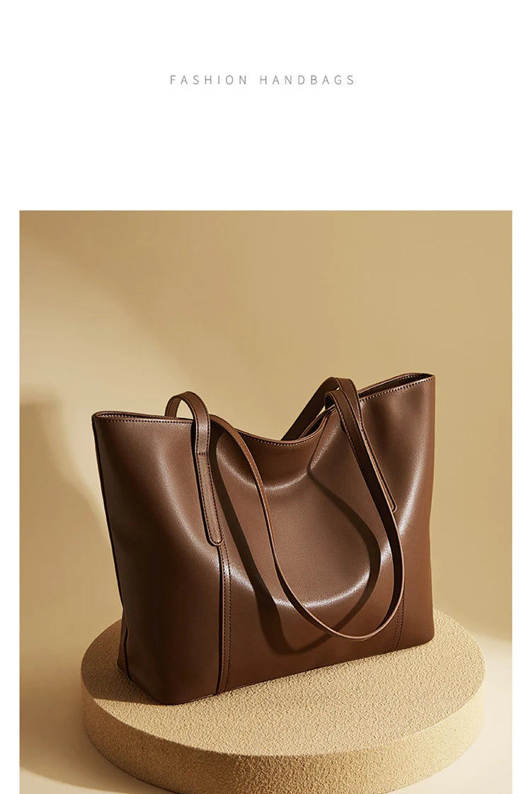 FOXER Lady's Shoulder Bag Split Leather Soft Fabric 2026 New Casual Large Capacity Women Tote Bag Commute Travel Bag All-match