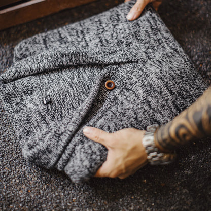 MADEN Grey Cotton Shawl-Collar Sweater