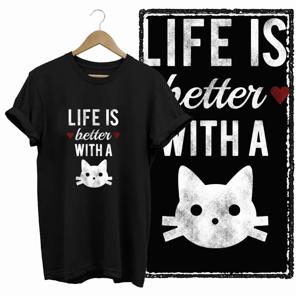 COOLMIND Cat Lover Graphic Cotton T-Shirt | Women's Relaxed Fit