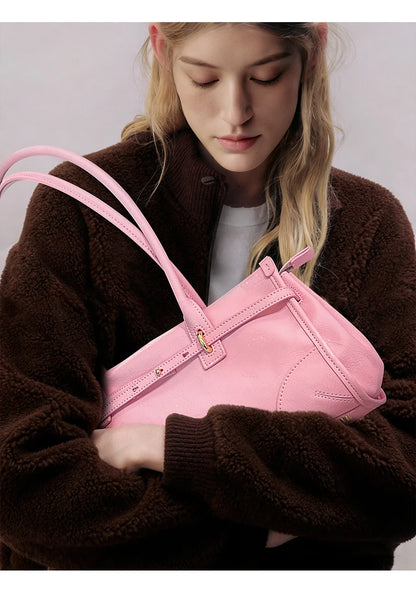 BAFELLI Pink Saffiano Leather Crossbody Bag