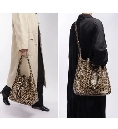 BAFELLI Leopard-Print Cow Leather Hobo Bag