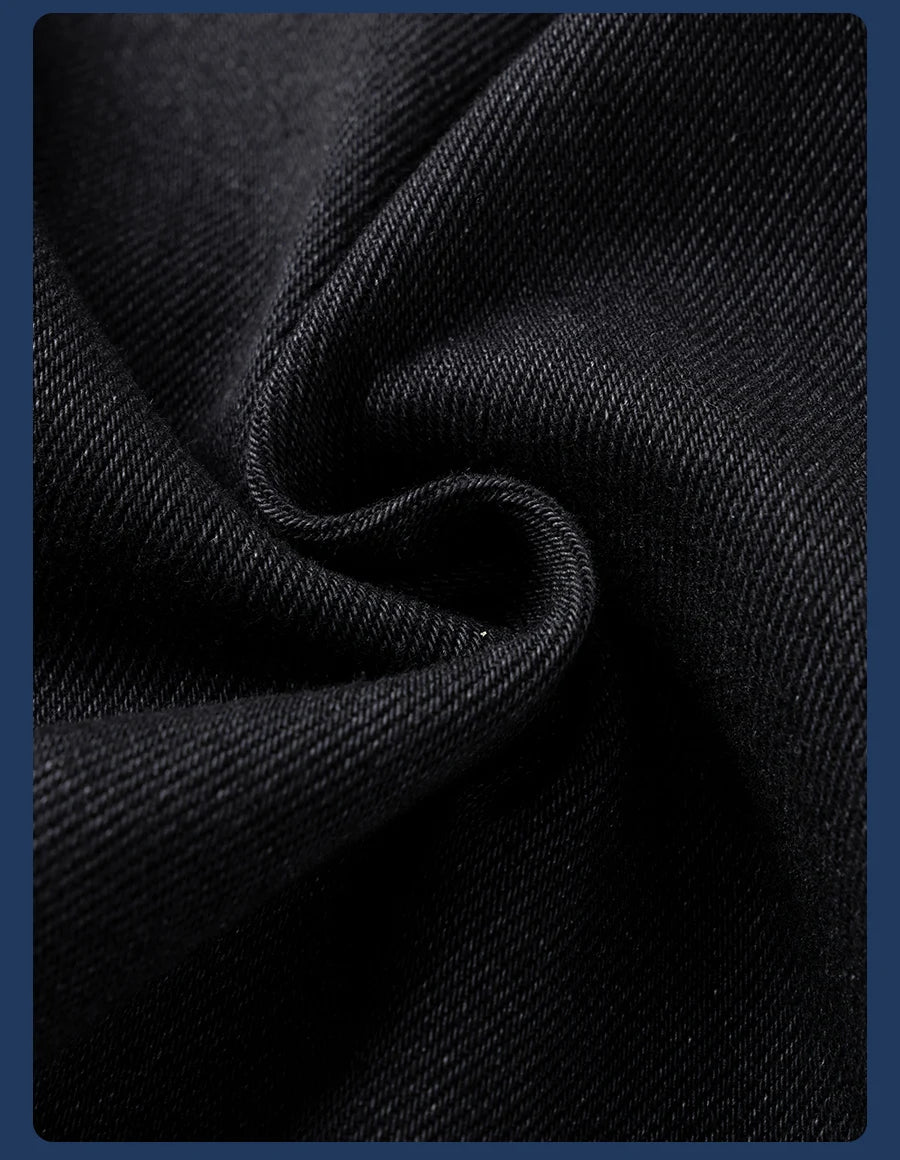 SIMWOOD 2026 Autumn 14oz Fabric Jeans Men Washed Vintage Black Denim Pants Retro Casual Trousers Male Clothing