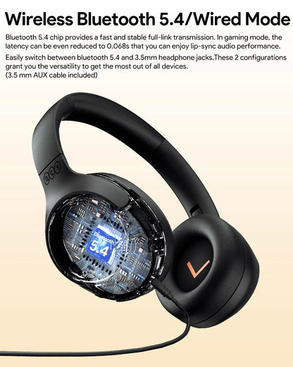 QCY H3 Wireless Headphones with Hybrid Active Noise Cancellation and 60Hrs Playtime, Hi-Res Audio, Bluetooth 5.4 Over Ear Design