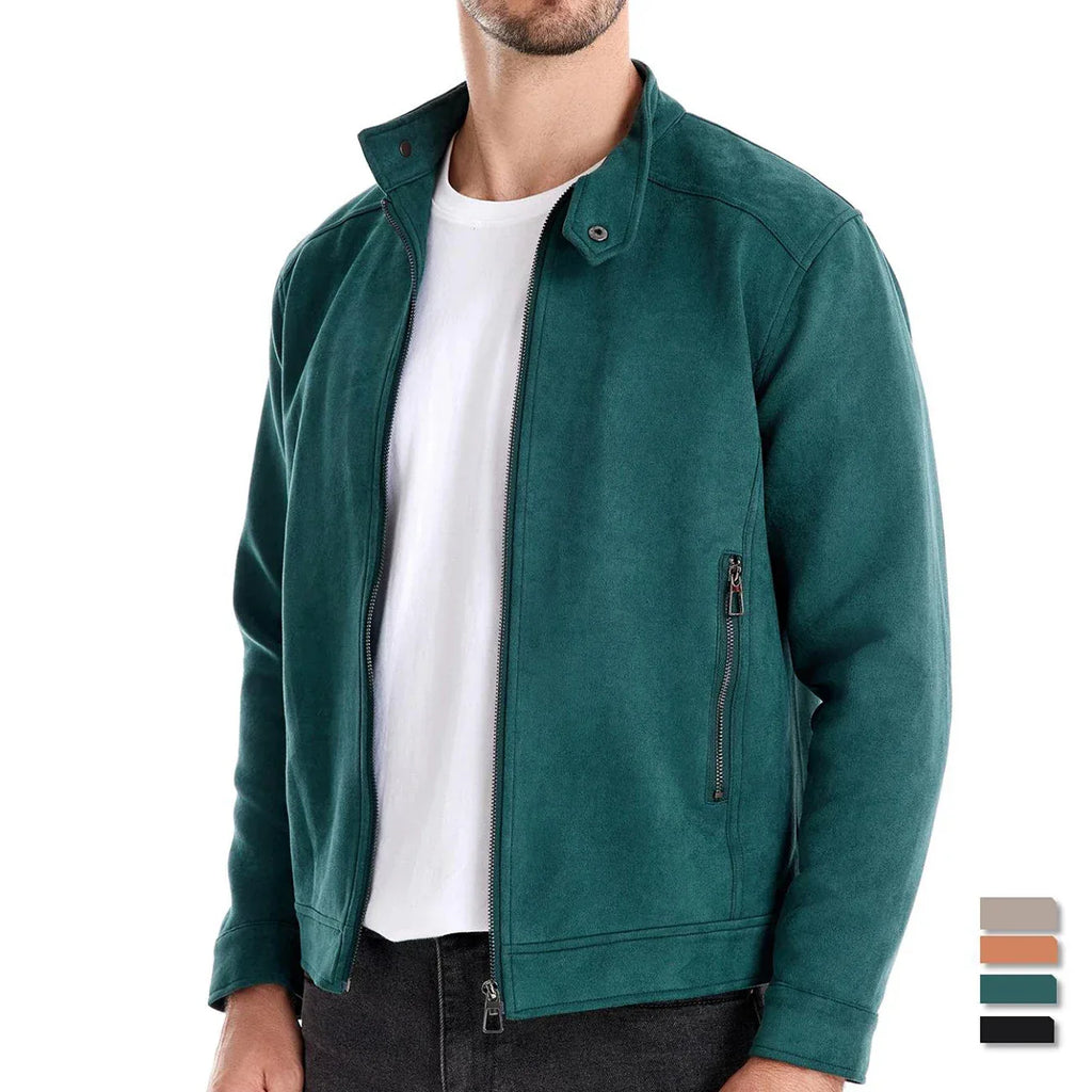AIOPESON Men's Stand Collar Zip Suede Jackets - ShopHub