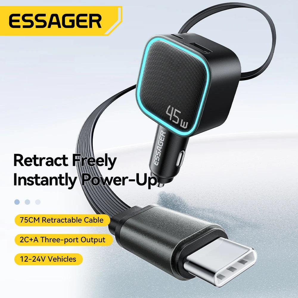Essager 45W Car Charger – Fast, Multi-Device Charging On The Go