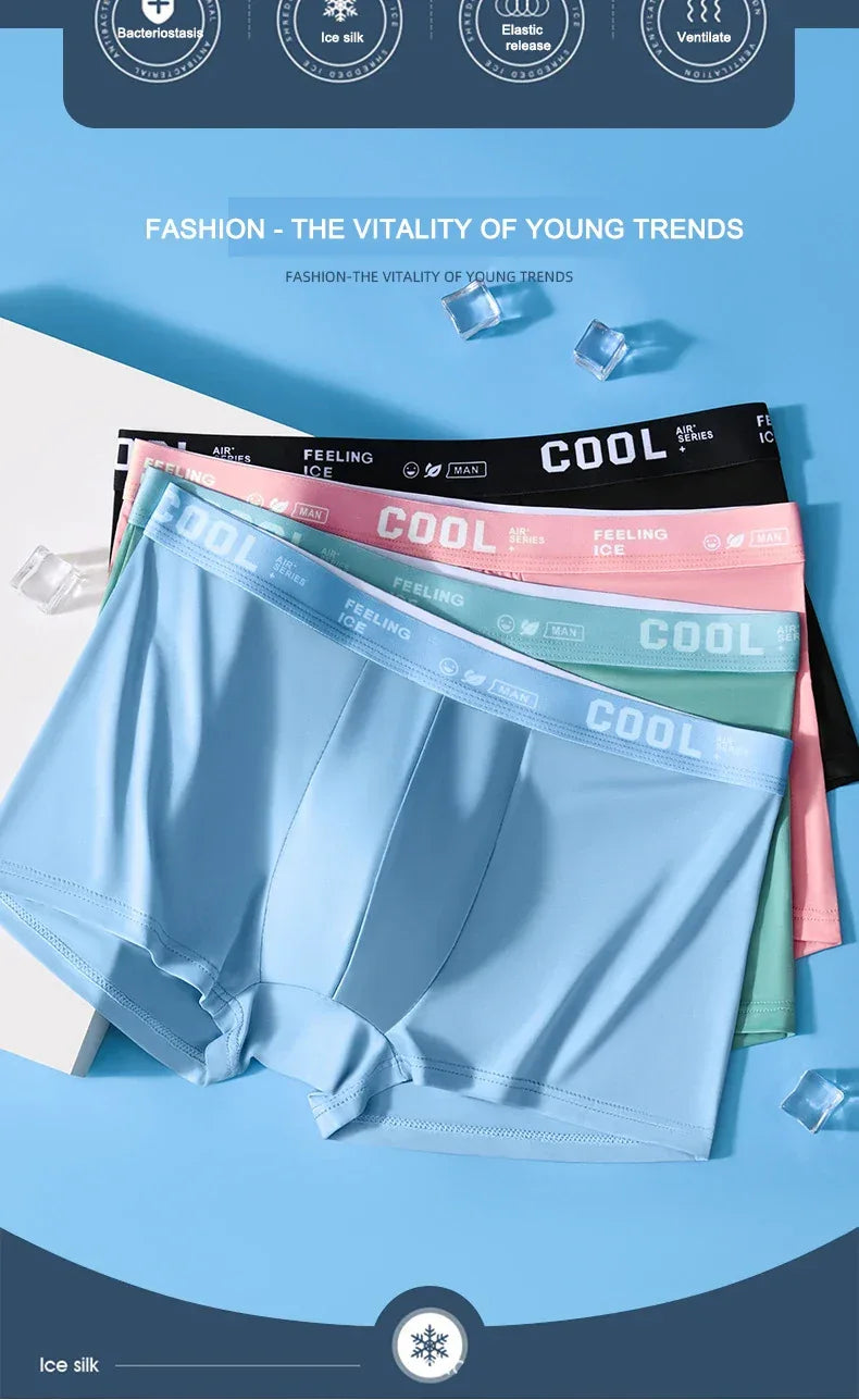 4 Pack Men's Ice Silk Boxer Shorts - ShopHub