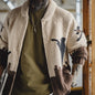 MADEN Heritage Embroidered Zip-Up Cardigan