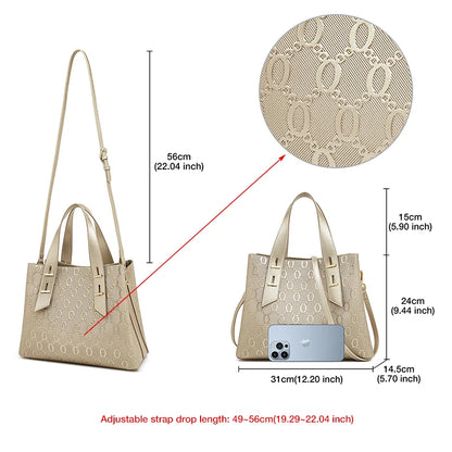 High Quality Women Split Leather Handbag Fashion Workplace Big Capacity Tote Bag Commuter Crossbody Shoulder Bags Mother's Gift
