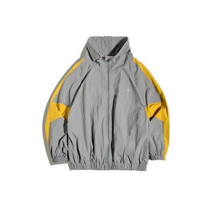 Maden Casual Detachable Double Zipper Patchwork Jackets Stand-up Collar Loose Fit Letter Jacket For Men's Spring and Fall Coat