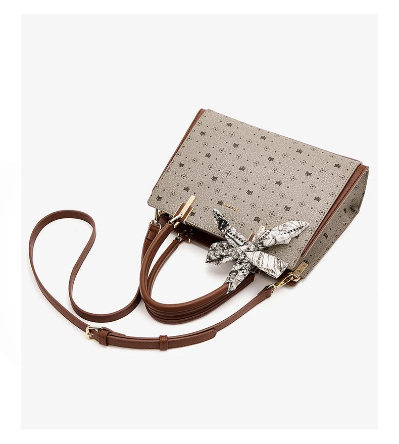 FOXER Vintage Women Handbag PVC Leather Tote Bag Large Capacity Top‑Handle Shoulder Crossbody Bag for Ladie Daily Work Purse