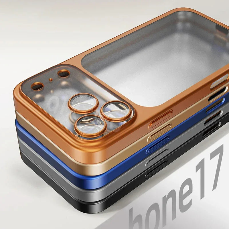 QIXTWO Luxury Plating Matte Transparent Wireless Charging Phone Case - ShopHub