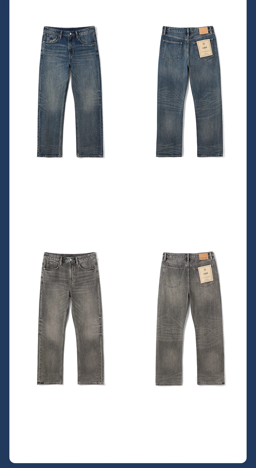 SIMWOOD High Standard 2026 Spring New 13oz Cotton Hemp Washed Vintage Jeans for Men,Classic Retro Casual Denim Trousers