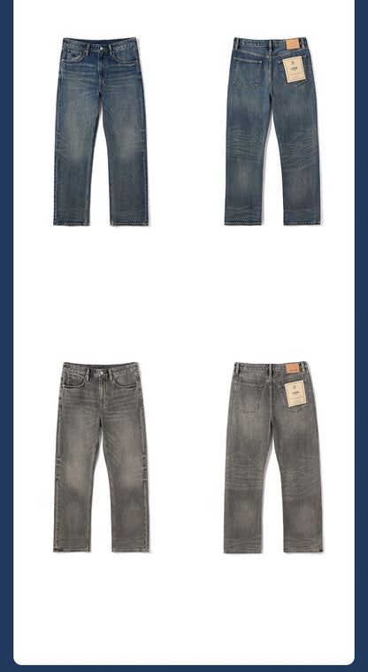 SIMWOOD High Standard 2026 Spring New 13oz Cotton Hemp Washed Vintage Jeans for Men,Classic Retro Casual Denim Trousers