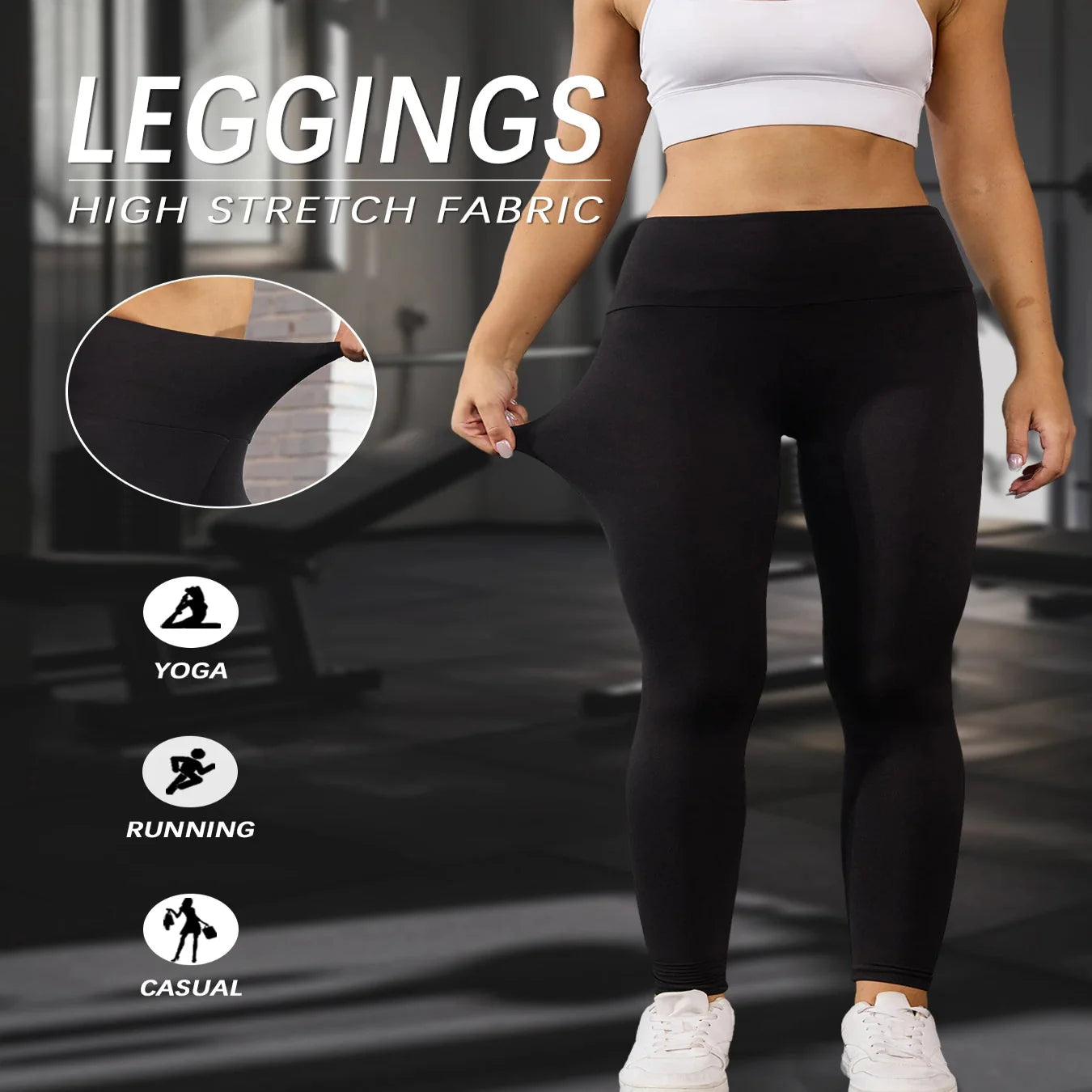 5-Pack of Women's High-Waisted Workout Leggings (various sizes and colours available) Habicare