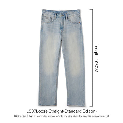 SIMWOOD 2026 Autumn Winter New Loose Straight 13oz 100% Cotton Fabric Jeans Men Washed Vintage Classical Denim Trousers