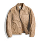 Maden Vintage Men's Canvas Oil Wax Jackets Khaki Multi-pocket Lapel Collar Single-breasted Jacket Windbreaker for Male Outwear