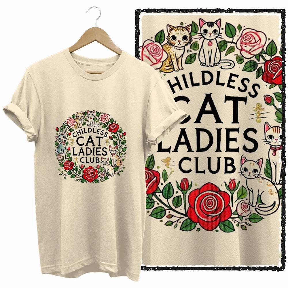 COOLMIND Beige Cat Graphic T-Shirt | Women's Relaxed Fit