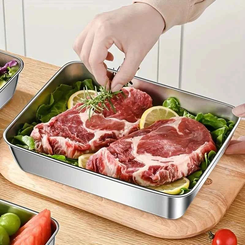 2Pcs Black Stackable Food Containers, Stainless Steel Kitchens Accessories, Holds Knives, Airtight Kitchen Storage with Lids
