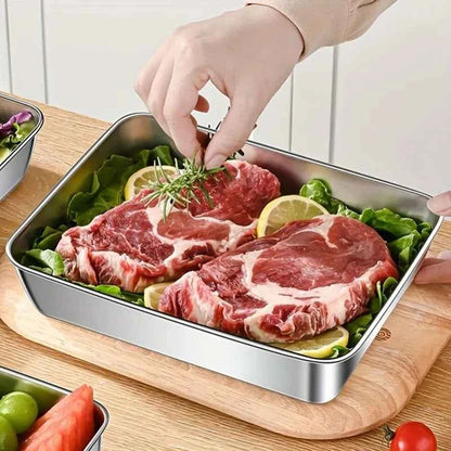 2Pcs Black Stackable Food Containers, Stainless Steel Kitchens Accessories, Holds Knives, Airtight Kitchen Storage with Lids